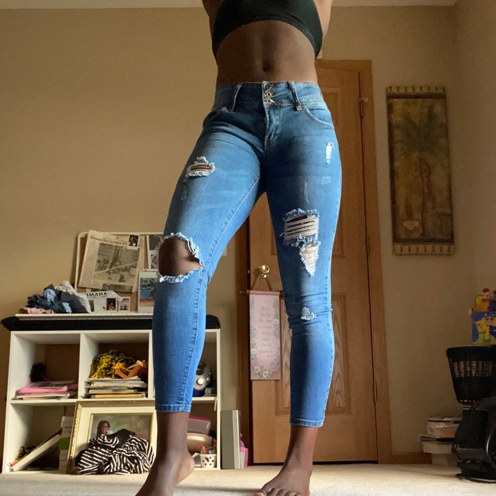 Denim ripped jeans